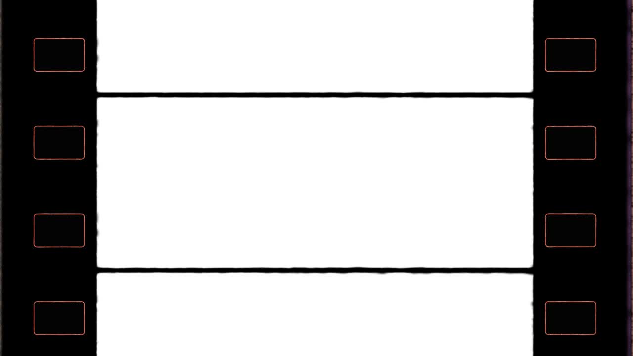 marco de película auténtico de 35 mm de 4k con agujero de engranaje y flare en el borde de la película