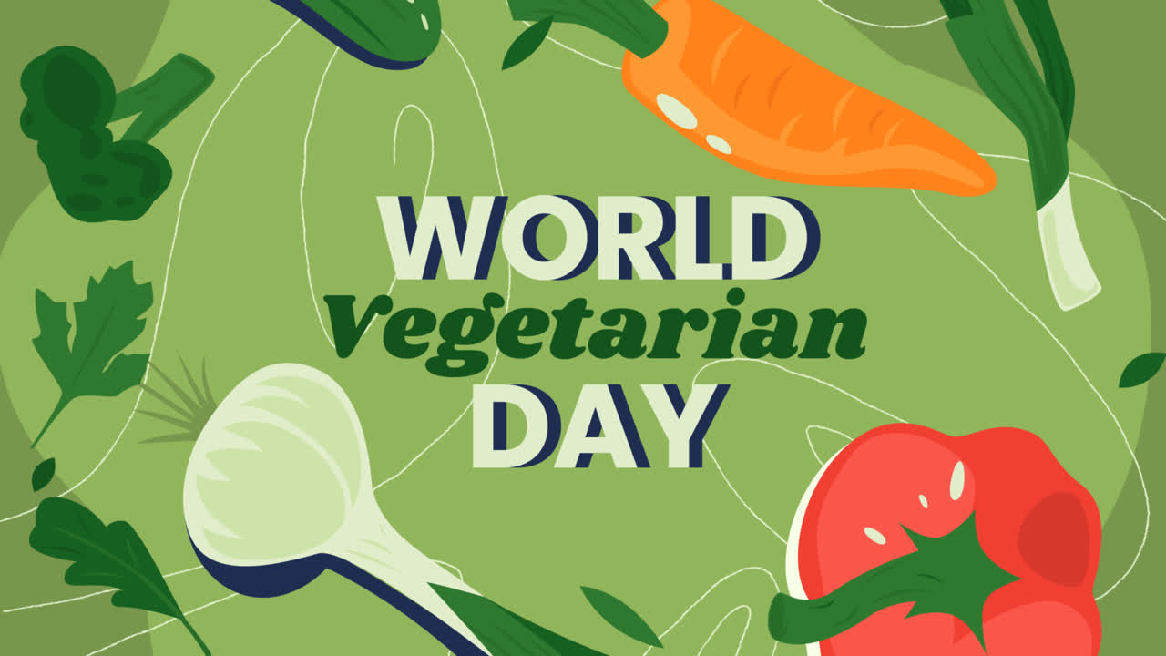 An animation of Flat world vegetarian day illustration