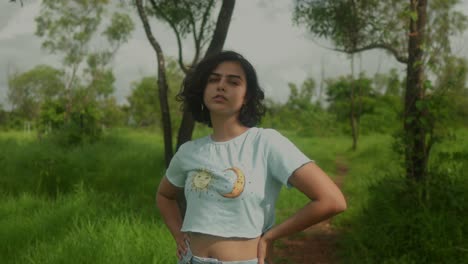 Middle-shot-of-an-Indian-woman-looking-directly-at-the-camera