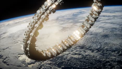Estación-Espacial-Futurista-En-órbita-Terrestre