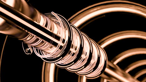 abstract glowing rings and metal tubes