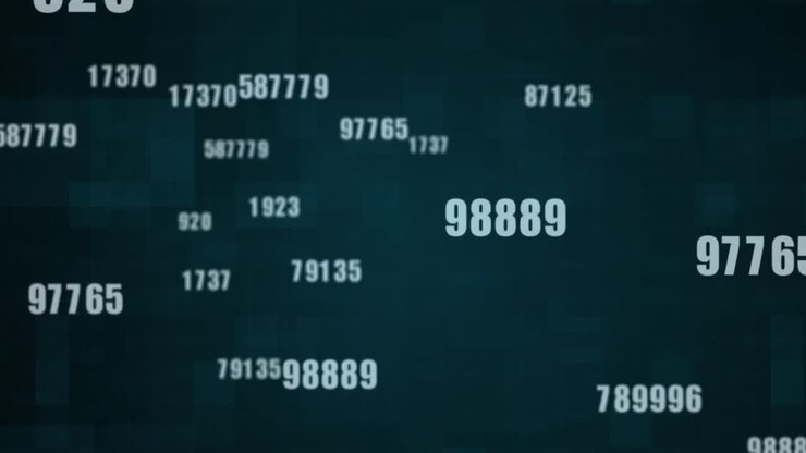 Multiple numbers changing against squares on green background