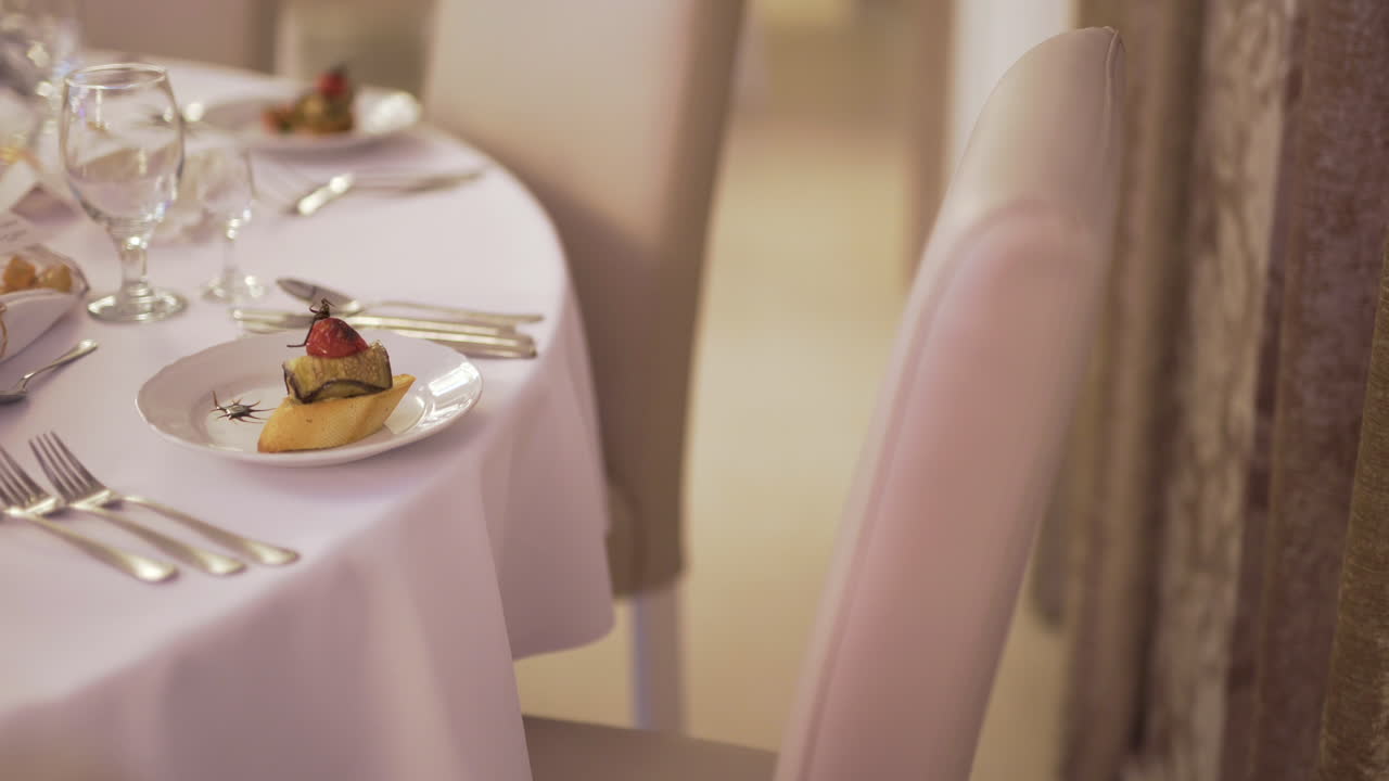 Close Up Of An Elegantly Prepared Table During A Formal Dinner