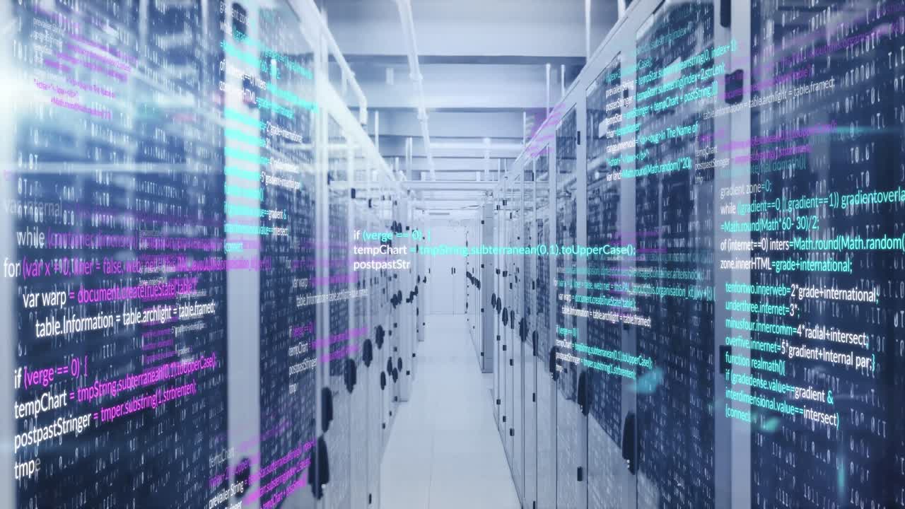 Animation of data processing over server room