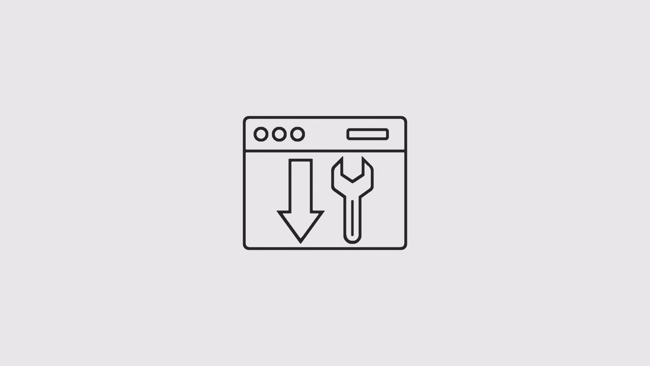 Animated Browser Window Icon with Wrench and Download Arrow