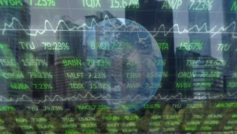 animación de las estadísticas y el procesamiento de datos financieros en todo el mundo y el paisaje urbano