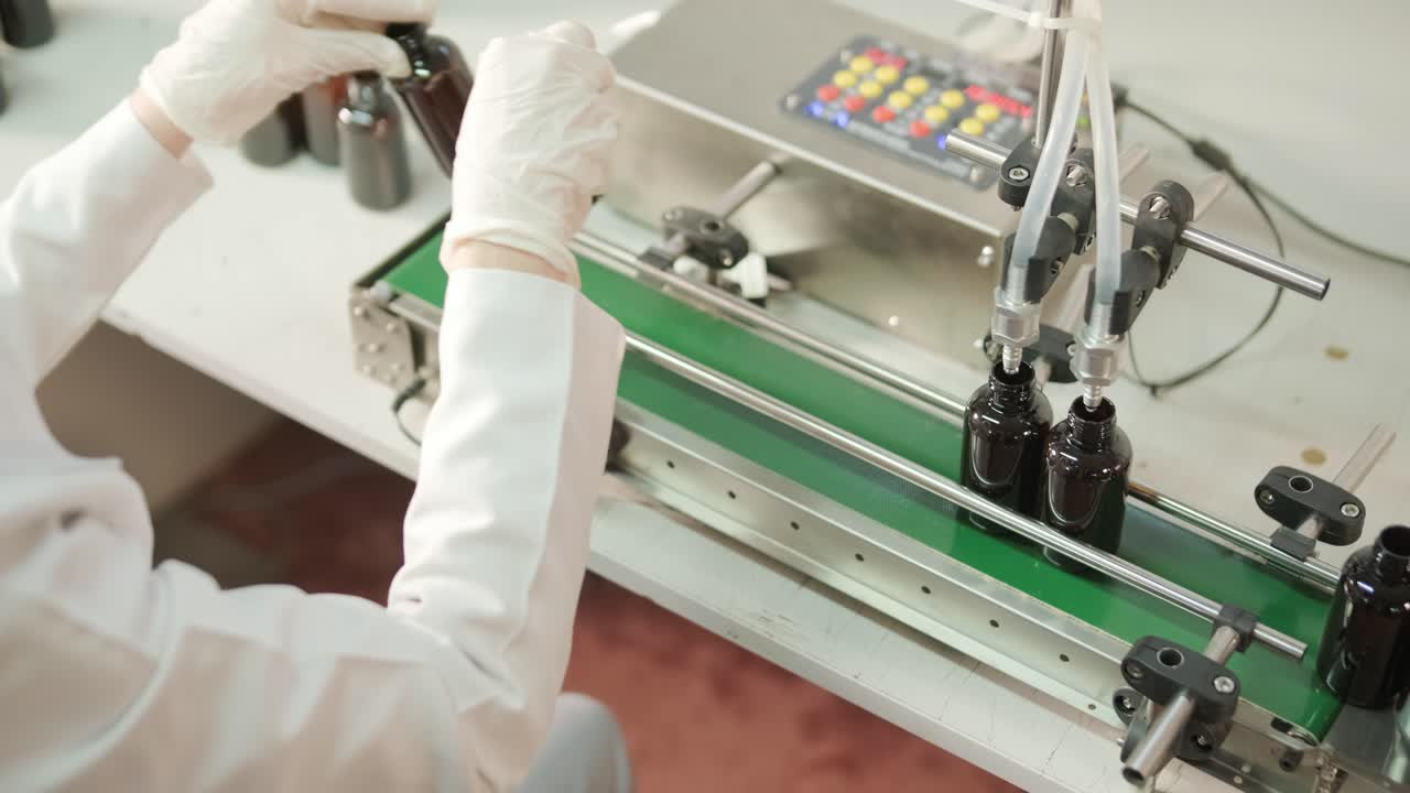 Pharmaceutical and Cosmetic Bottling Process on a Manufacturing Line