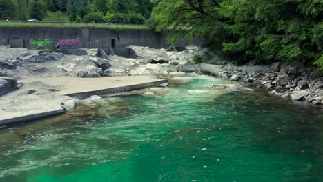 Amazing-Serio-river-with-its-crystalline-green-waters,-Bergamo,-Seriana-valley,Italy