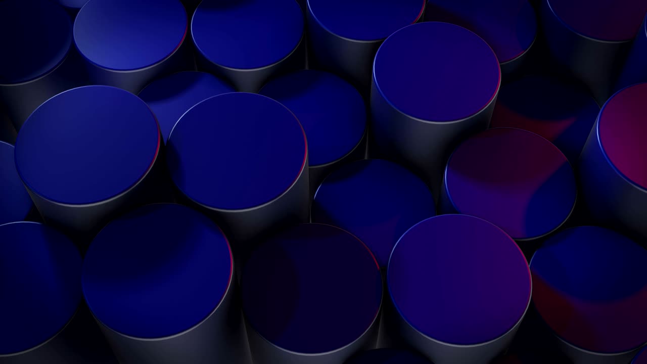 Abstrakte cylindriske geometriske blå overflader i virtuelt rum