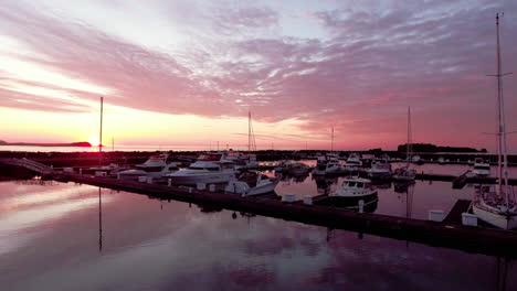 sailboat marina at sunrise