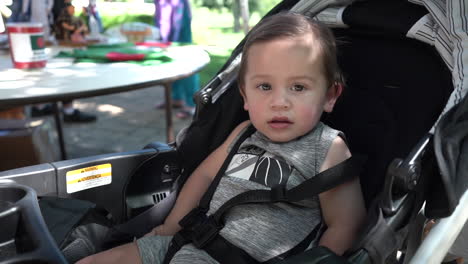 hispanic mexican american biracial latino toddler boy sitting in stroller