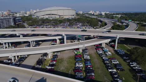 4k aerial drone video of tropicana field next to interstate 275 in downtown st