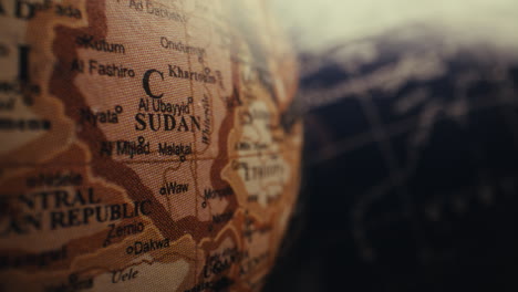 vintage globe close-up on sudan