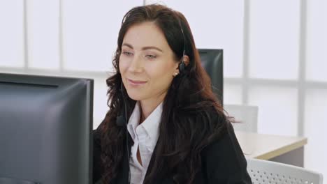 business people wearing headset working in office