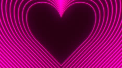spiraling neon heart with 3d depth on pink background