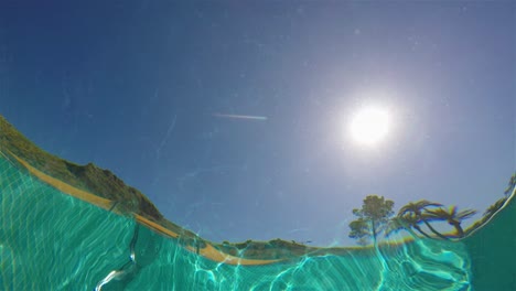 sky seen from inside empty swimming pool loop