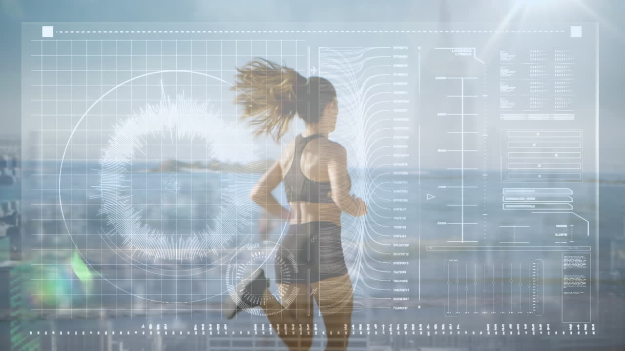 데이터 프로세싱의 애니메이션에 대한 적합한 여성 실행