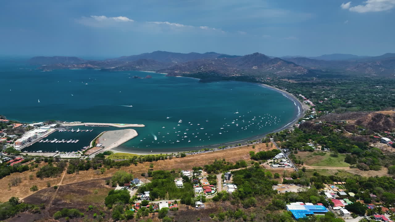 Aerial View of a Beautiful Tropical Bay with Boats and Coastline