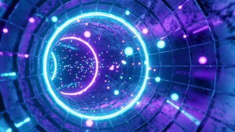 seamless loop motion graphic of flying into swirl circle digital tunnel