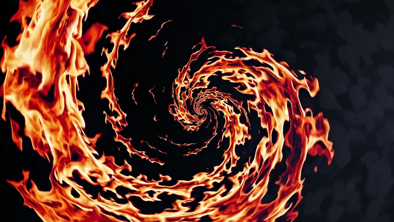 Concetto video dinamico di fiamme vorticose a spirale