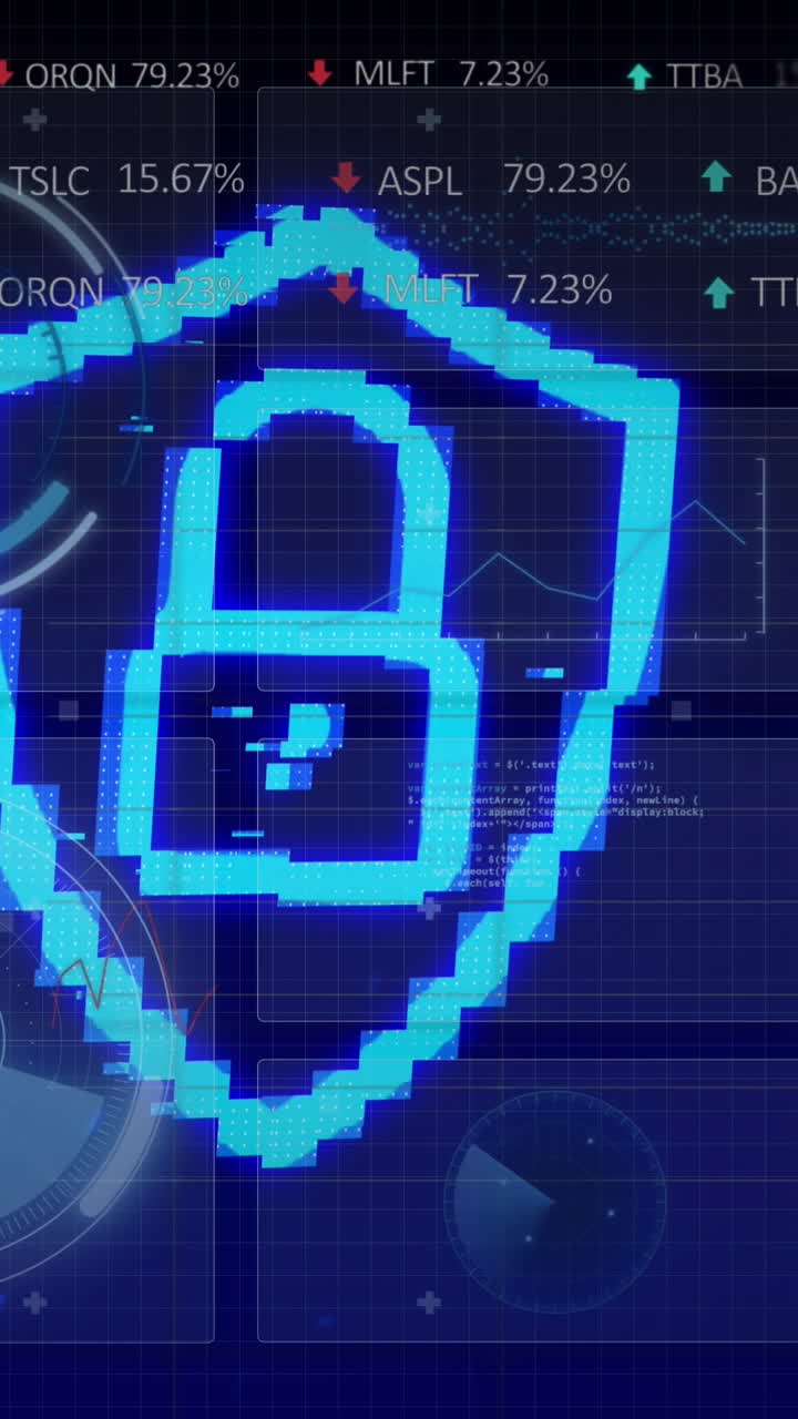 animación del icono del candado sobre el escaneo del alcance y el procesamiento de datos