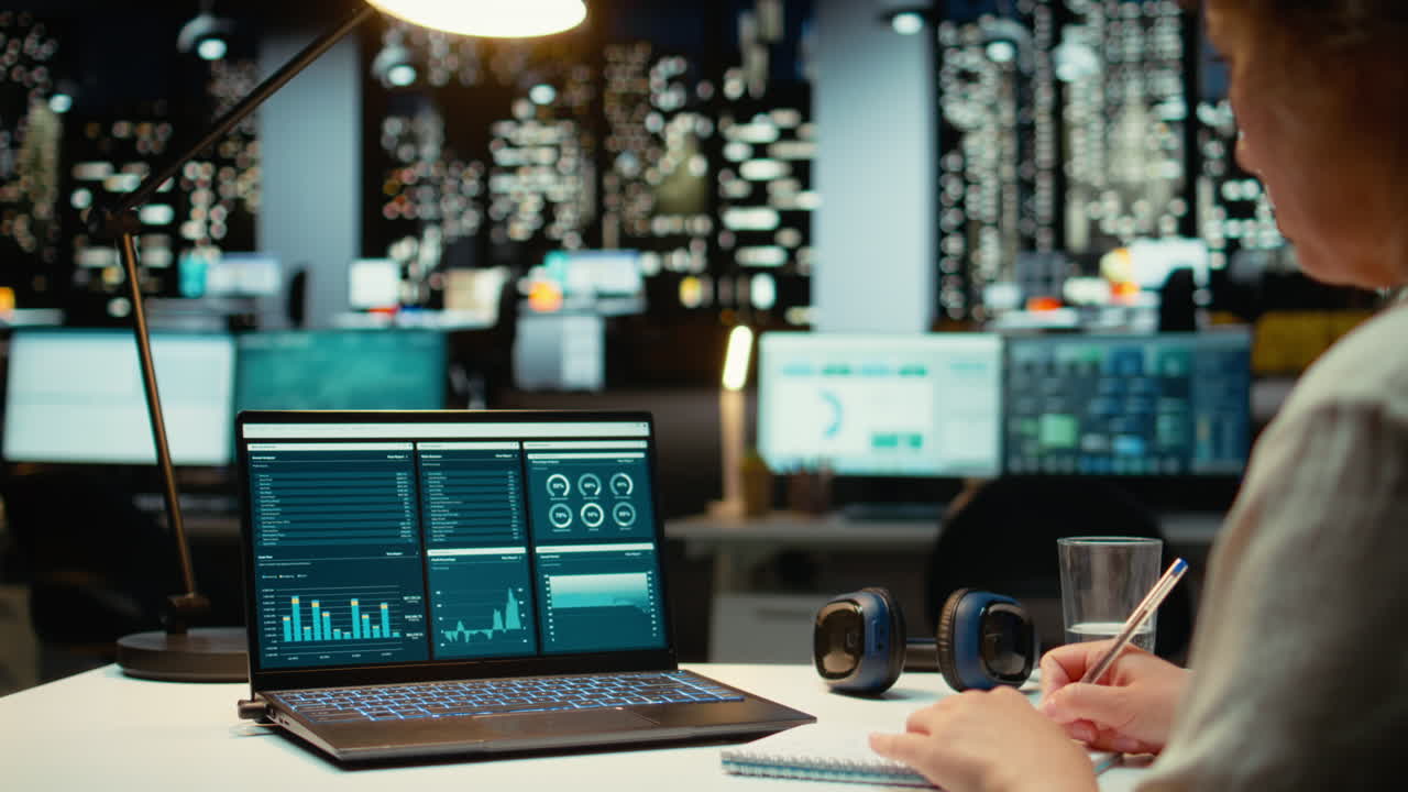 Vertical Video Businesswoman specialist analyzing company accounts and making reports