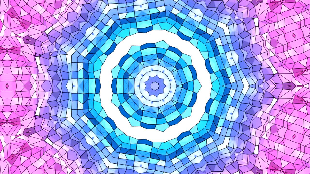 4k limpio bajo poli fondo animado en bucle. animación 3d sin costuras en estilo geométrico moderno con colores de gradiente modernos. fondo creativo simple. colores de gradientes rojos azules, estructura circular 7