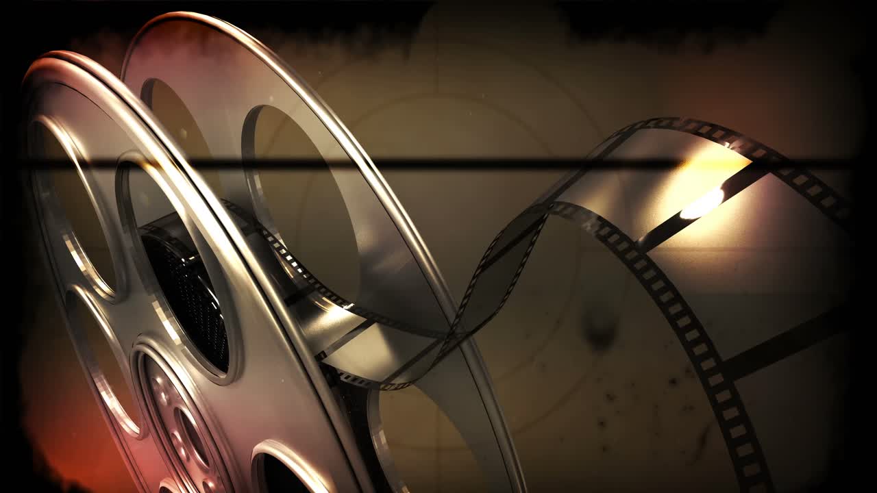 필름 릴에서 굴러 나오는 필름