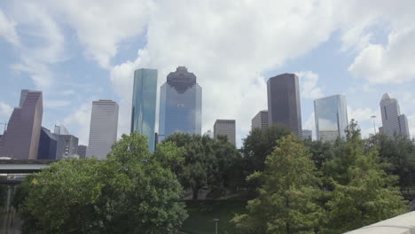 the houston skyline on a cloudy day in texas