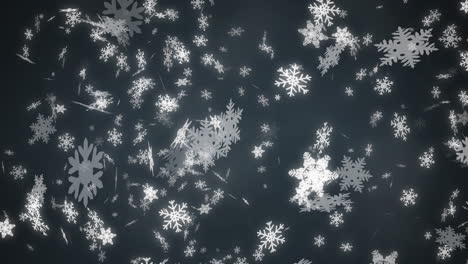 animation of snow falling over blue background