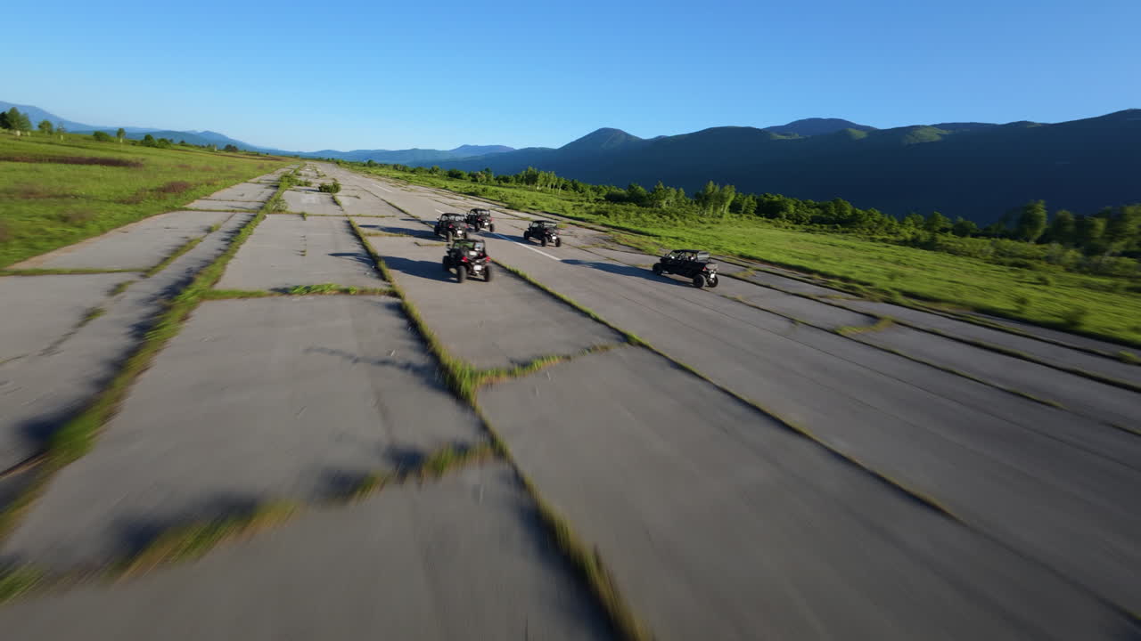Buggy Sports Race On The Empty Old Runways Of The Former Zeljava Air Base In Croatia. FPV
