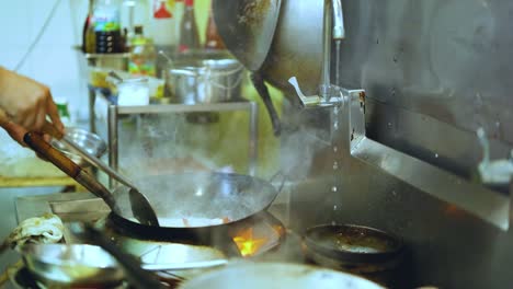 chef skillfully prepares dish in hot wok