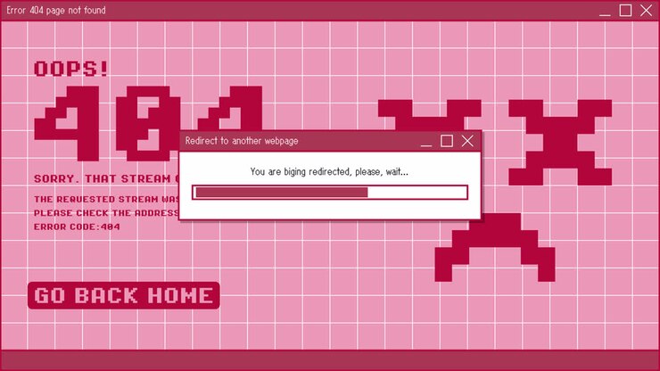 Pagina di errore 404 pixel art