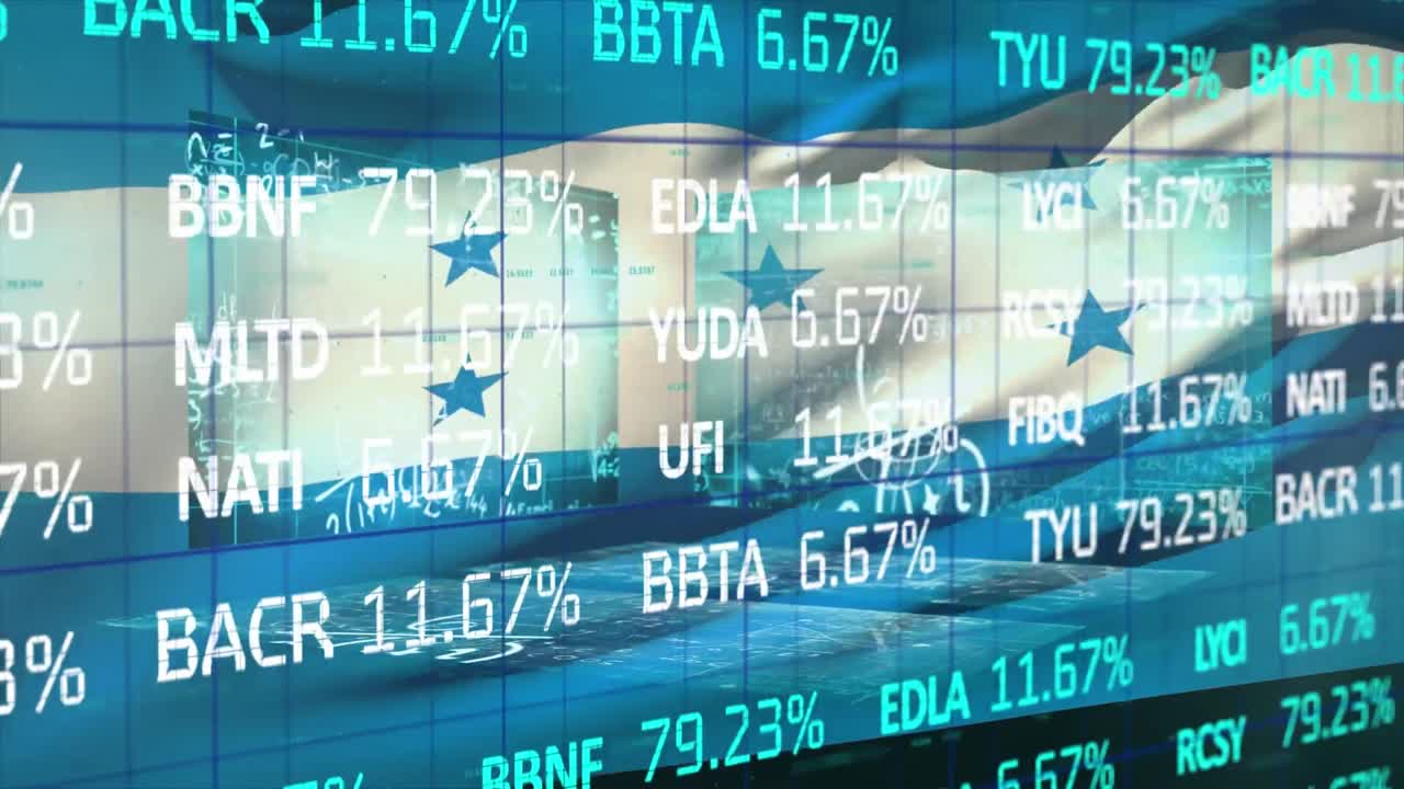 animación del procesamiento de datos sobre la bandera de honduras