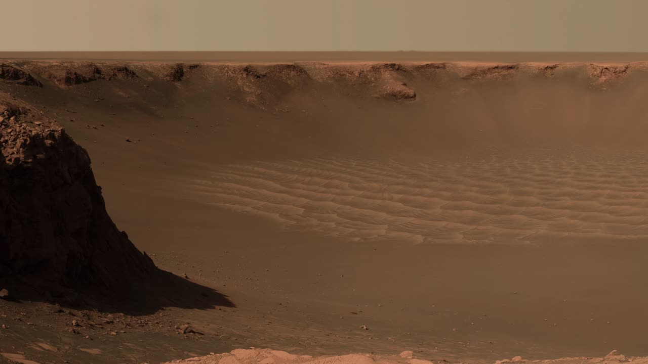 우주에서 회전하는 행성 화성, 우주에서 은 행성 화성에 여행하는 행성, nasa에 의해 제공 된 이 비디오의 요소.