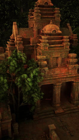 ancient temple ruins in a jungle setting