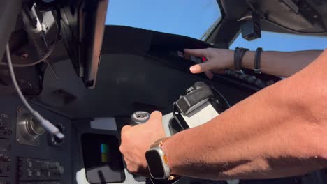 in flight emergency simulation, left engine fire, in a modern jet cabin