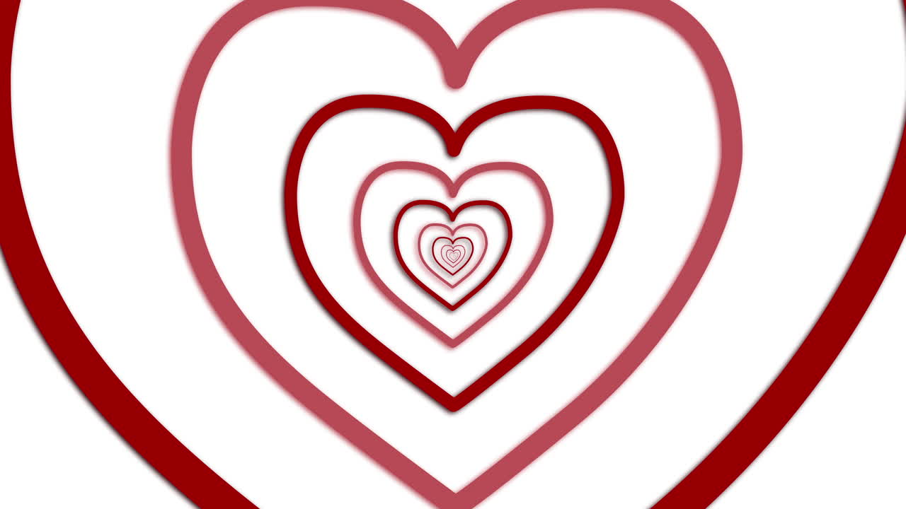 ⁇ 색 배경에 집중적 인 빨간색 심장 윤 ⁇ 의 터널을 통해 이동