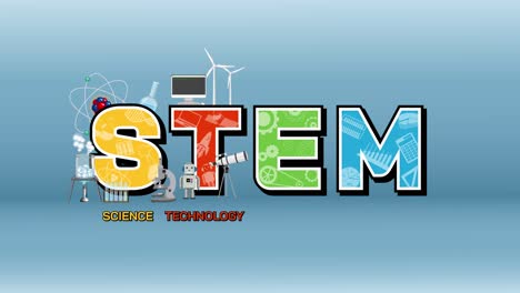 stem letters with evolving scientific elements