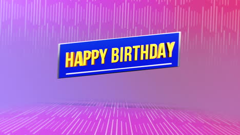 feliz cumpleaños moderno con líneas en patrón geométrico de gradiente púrpura