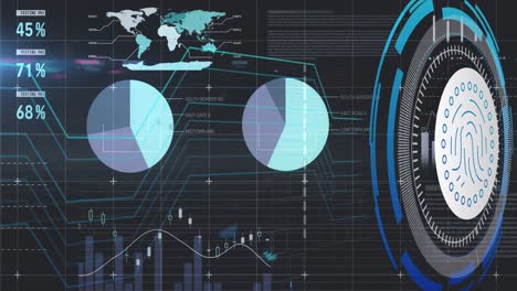 Animación-Del-Procesamiento-De-Datos-Con-Icono-De-Huella-Digital-Sobre-Fondo-Azul.