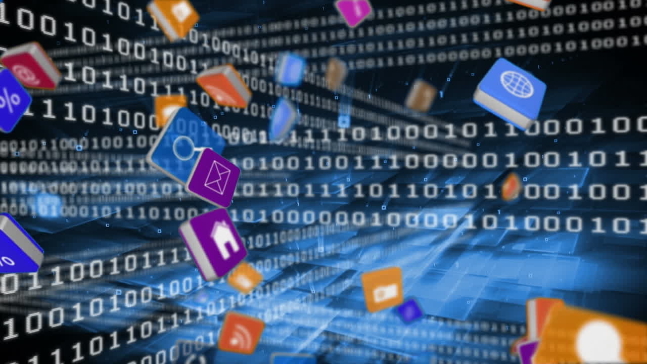 iconos de internet cayendo hacia abajo