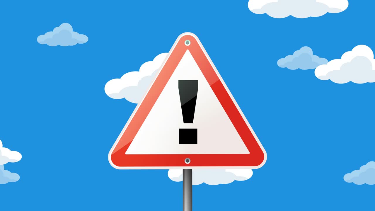 exclamation mark road sign animation.
