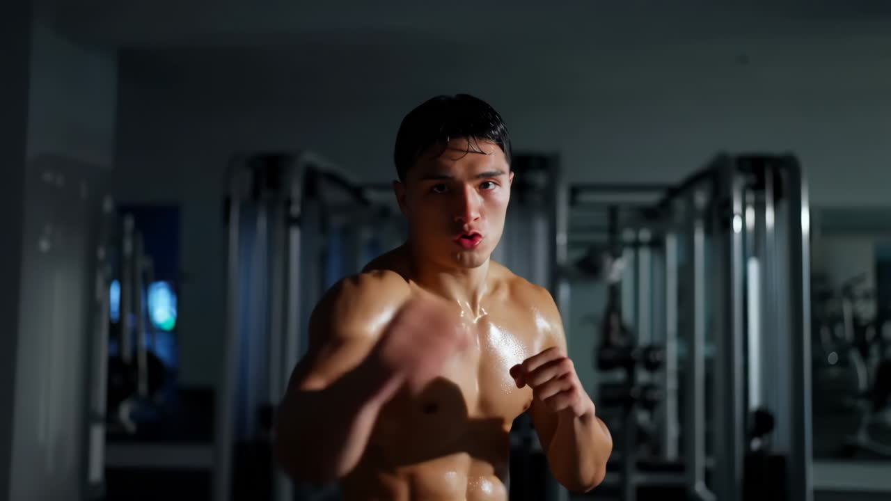 Man Boxing Workout in Gym