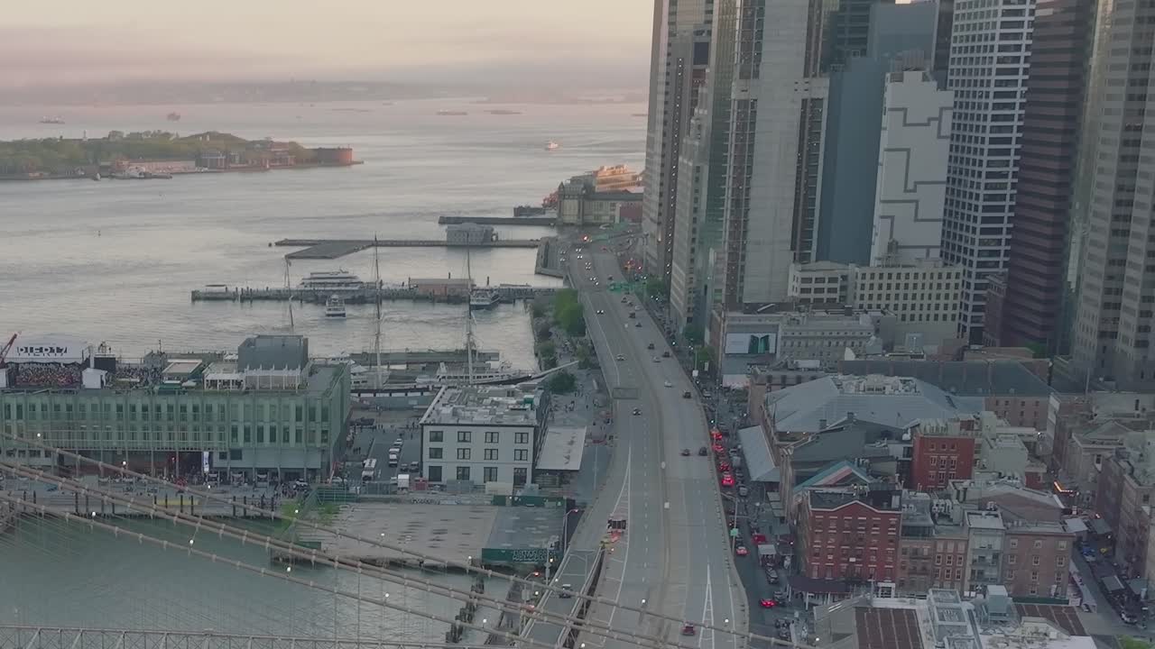 Aerial View of Cityscape with Bridge and Buildings