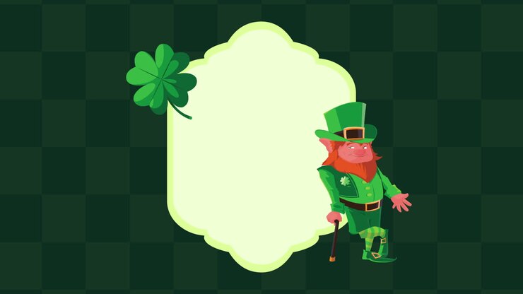 happy saint patricks day animation with leprechaun and clover leaf in frame