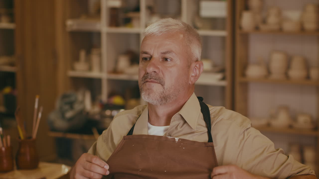 Man in a pottery studio