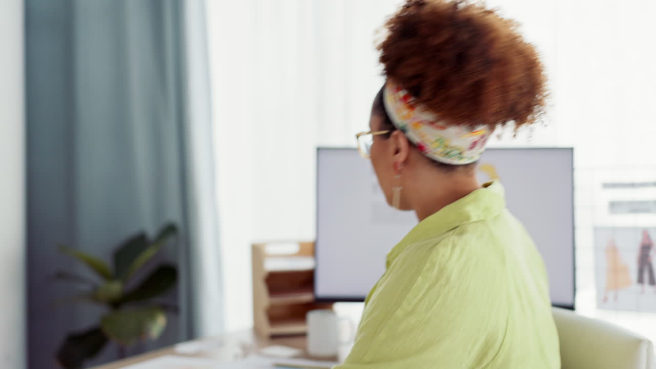 espalda, mujer negra o diseñador de moda