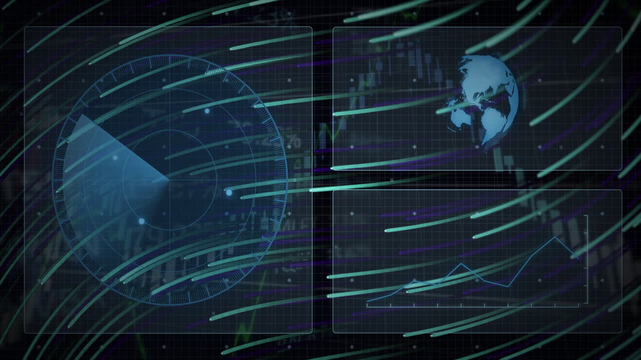 Using animation, digital interface with world map and graphs for data visualization