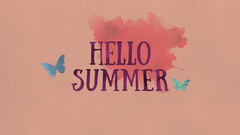 Hallo-Sommer-Mit-Schmetterling-Auf-Farbtextur